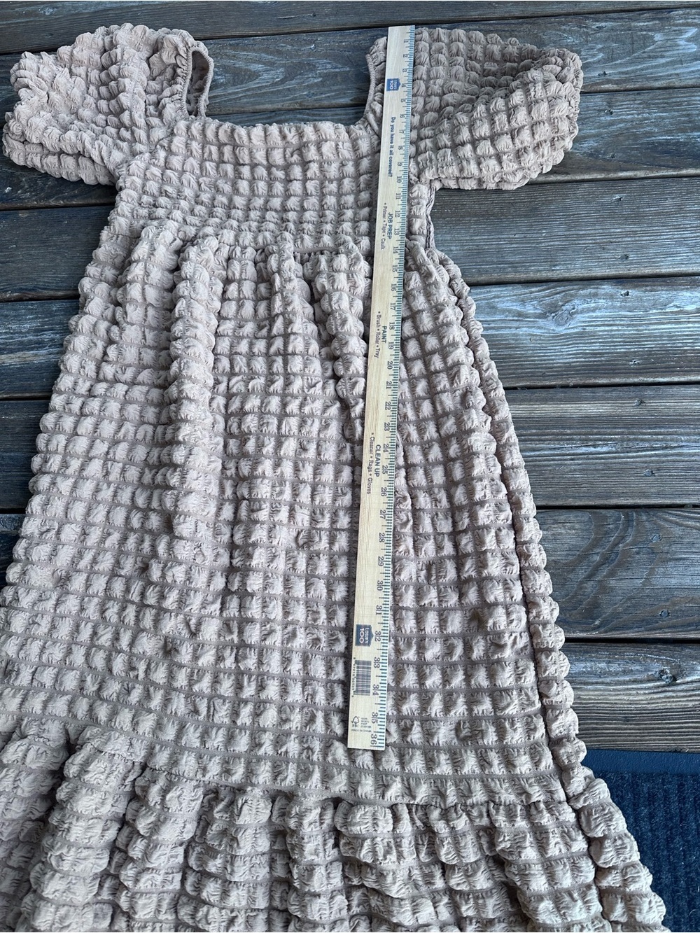 Simply Southern Beige Textured Puff-Sleeve Midi Dress - Picture 11 of 13